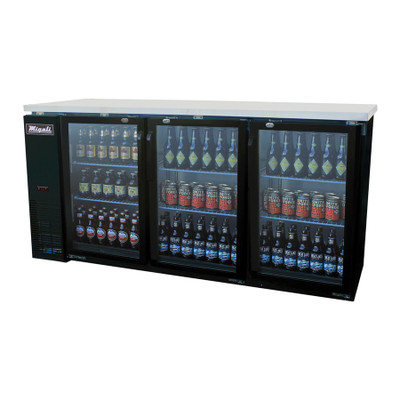 Migali C-BB72G-HC 72.8"W Three-Section Glass Door Competitor Series Refrigerated Back Bar Cabinet