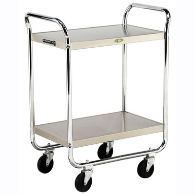 Lakeside 472 500 Lbs. Chrome Plated Open 2-Shelf with Push Handle Utility Cart