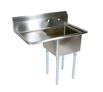 John Boos E1S8-24-14L24 40" - 53" 18-Gauge Stainless Steel One Compartment E-Series Sink With Left-Hand Drainboard 14" Deep