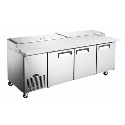 Admiral Craft GRPZ-3D 92" W 3-Section 3 Doors Grista Refrigerated Pizza Prep Table - 7.2 Amps