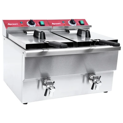 Admiral Craft DF12L2S 22.83" W Stainless Steel Electric 2-Section Freestanding Double Deep Fryer - 208-240 Volts