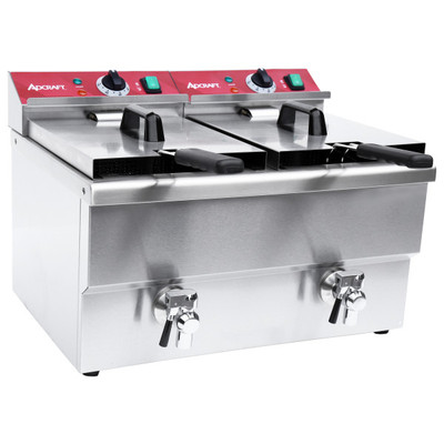 Admiral Craft DF12L2S 22.83" W Stainless Steel Electric 2-Section Freestanding Double Deep Fryer - 208-240 Volts