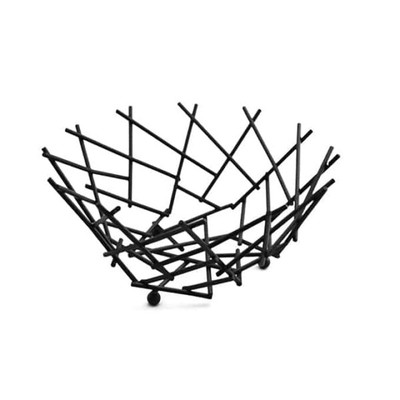 American Metalcraft FRUB12 8" Metal Black Round Thatch Basket