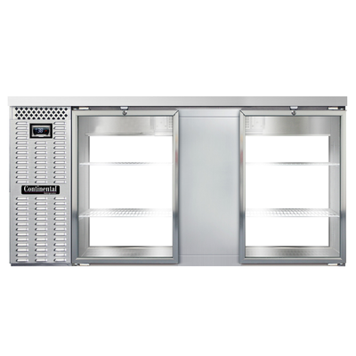 Continental Refrigerator BB69NSSGDPT 69"W Glass Door Refrigerated Back Bar Cooler