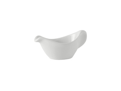Tuxton BWZ-0259 2-1/2 Oz. Ceramic White Sauce Boat (1 Dozen)