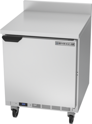 Beverage Air WTF27AHC-FIP 27"W One Door Stainless Steel Worktop Freezer With 4" Foamed-In Place Backsplash