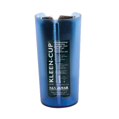 San Jamar KLC28C 4" Dia. x 7.75"H Round Notched Design Angled Brushes Textured Opaque Kleen-Cup Spindle Cleaner