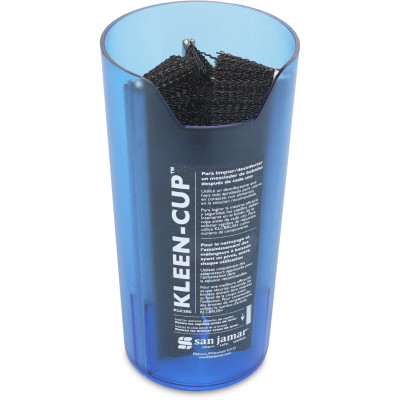 San Jamar KLC28C 4" Dia. x 7.75"H Round Notched Design Angled Brushes Textured Opaque Kleen-Cup Spindle Cleaner