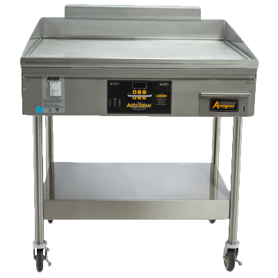 AccuTemp PGF1201B2450-S2 24" x 24" Liquid Propane Accu-Steam Griddle with Stand and Casters - 50,000 BTU