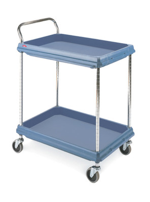 Metro BC2636-2DMB Blue Deep Ledge Utility Cart Adjustable Polymer Shelves 38-3/4"W x 27"D x 41"H