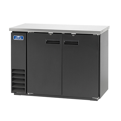 Arctic Air ABB48 49.13"W Black Stainless Steel Two-Section Solid Door Back Bar Refrigerator