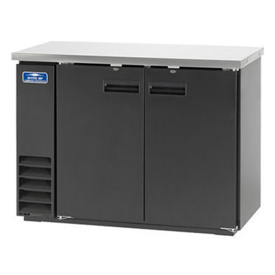 Arctic Air ABB48 49.13"W Black Stainless Steel Two-Section Solid Door Back Bar Refrigerator