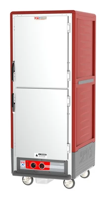 Metro C539-HDS-U C5 3 Series Red Full-Size Insulated Heated Holding Cabinet with Solid Dutch Doors and Universal Wire Slides - 120V