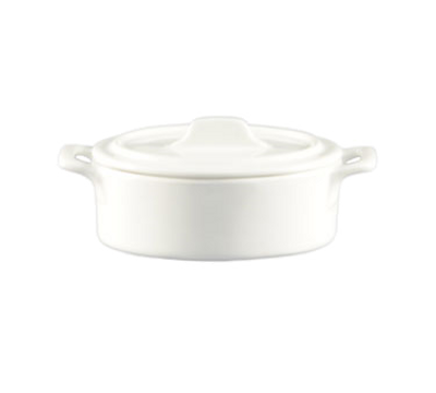 CAC China GMJ-6 12 Oz. Super White Porcelain Oval RCN Specialty Gourmet Jar (3 Dozen Per Case)