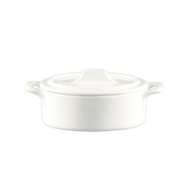 CAC China GMJ-6 12 Oz. Super White Porcelain Oval RCN Specialty Gourmet Jar (3 Dozen Per Case)