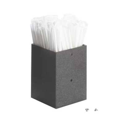 Cal-Mil 787-13 Classic Straw Holder 4-1/4"W Square Wall Or Counter Mount Black