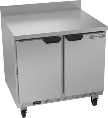 Beverage Air WTF36AHC 36"W Two Door Stainless Steel Worktop Freezer With 4" Removable Backsplash