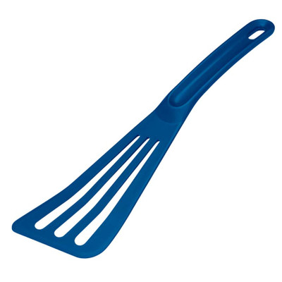 Matfer Bourgeat 112421 ExoGlass 12" L High Temp Slotted Pelton Spatula - Blue