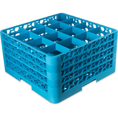 Carlisle RG16-414 16 Compartments Polypropylene Blue OptiClean Dishwasher Glass Rack