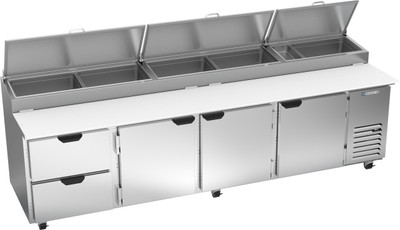 Beverage Air DPD119HC-2 119" W Four-Section Three Door Three Door Pizza Top Refrigerated Counter