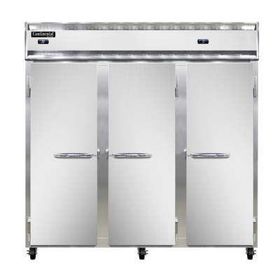 Continental Refrigerator 3RRF 85.5" W Three-Section Solid Door Reach-In Refrigerator/Freezer