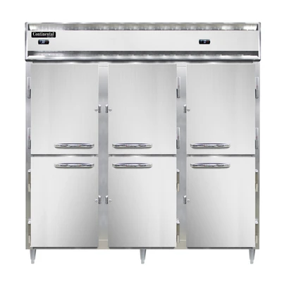 Continental Refrigerator D3RRFNHD 78" W Three-Section Solid Door Reach-In Designer Line Refrigerator/Freezer