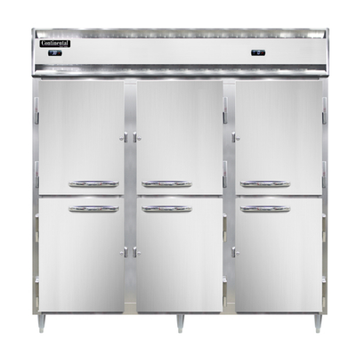 Continental Refrigerator D3RRFNHD 78" W Three-Section Solid Door Reach-In Designer Line Refrigerator/Freezer