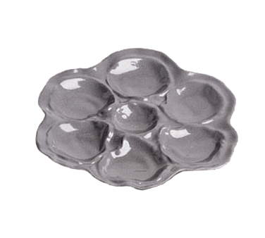 Bon Chef 5079SLATE 10&quot; Ceramic Matte Dark Gray Round Oyster Plate