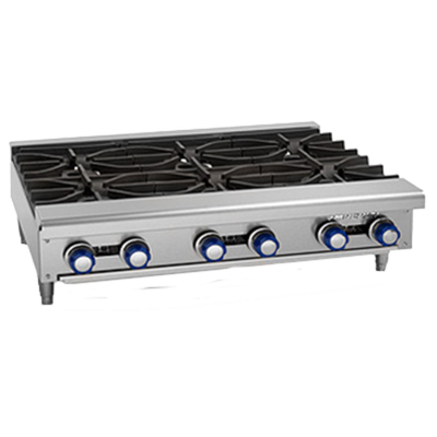 Imperial IHPA-10-60-E 60" W x 10.75" H x 31.38" D Stainless Steel with (10) Round Plate Elements Electric Countertop Hotplate - 208 Volts