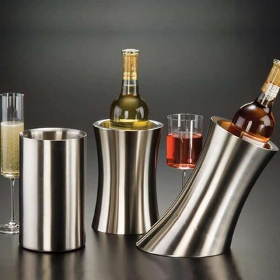 American Metalcraft SWC48 4.75" Dia. x 7.63" H Stainless Steel Wine Cooler
