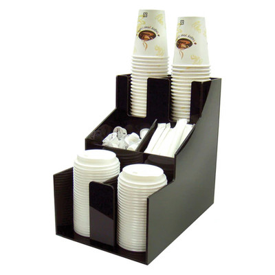 Winco CLSO-2T Black Plastic 8-1/2"L x 13-1/16"W x 12-3/16"H Cup & Lid Organizer