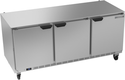 Beverage Air UCR72AHC 72"W Three-Section Solid Door Reach-In Undercounter Refrigerator