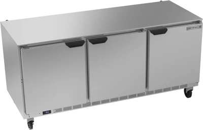 Beverage Air UCR72AHC 72"W Three-Section Solid Door Reach-In Undercounter Refrigerator