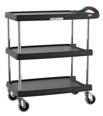 Metro MY1627-34BL 31.5" W x 18.31" D x 35.5" H Black Plastic Shelf myCart Series Utility Cart