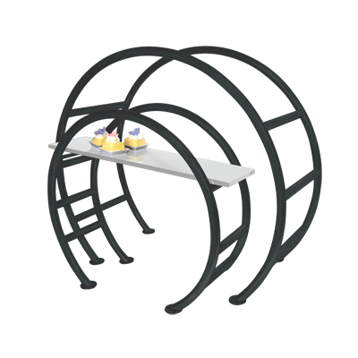 Eastern Tabletop AC1755BKMB 33&quot;W x 13-5/8&quot; x 27-1/2&quot;H Black 18/10 Stainless Steel Circular Tabletop Display