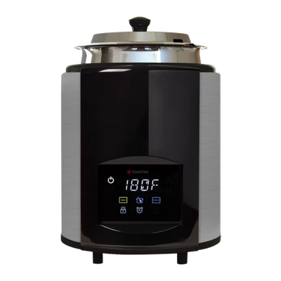 CookTek SAS041-4 SinAqua 4 Qt. Aluminum Freestanding Touch Pad Controls Souper Induction Kettle - 100-120 Volts