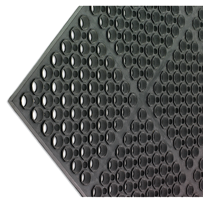 San Jamar KM2100B 3'L x 5'W x 3/4'D Rubber Black Kitchen Mat