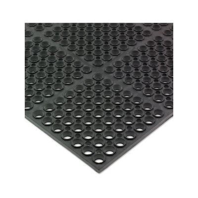 San Jamar KM2100B 3'L x 5'W x 3/4'D Rubber Black Kitchen Mat