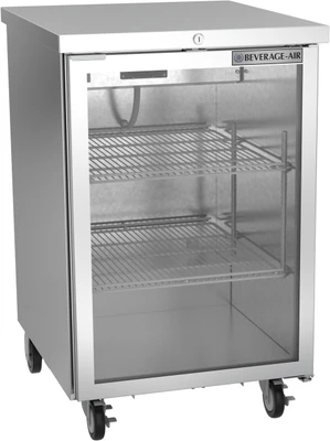 Beverage Air BB24HC-1-FG-S 24"W One-Section Glass Door Refrigerated Food Rated Back Bar Storage Cabinet