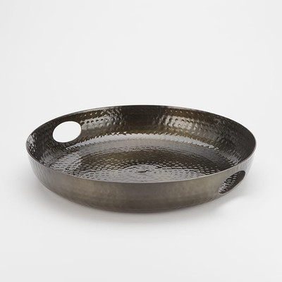 American Metalcraft ATHB16 16" Aluminum Black Round Beverage Tray