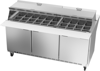 Beverage Air SPE72HC-30M-DS 72&quot; W Three-Section Three Door Dual Side Mega Top Refrigerated Counter