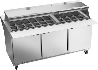 Beverage Air SPE72HC-30M-DS 72" W Three-Section Three Door Dual Side Mega Top Refrigerated Counter