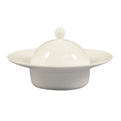 CAC China RCN-140 9.5 Oz. Bone White Porcelain Round Sushi Signature Pasta Bowl Set (12 Set Per Case)
