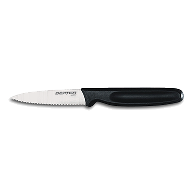 Dexter 31437 3.25" Scalloped Edge Paring Knife with Black Handle