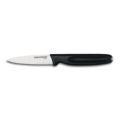 Dexter 31437 3.25" Scalloped Edge Paring Knife with Black Handle
