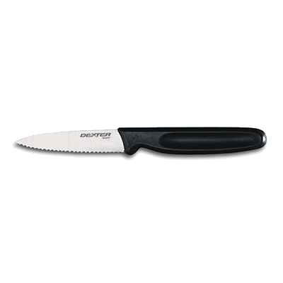 Dexter 31437 3.25" Scalloped Edge Paring Knife with Black Handle