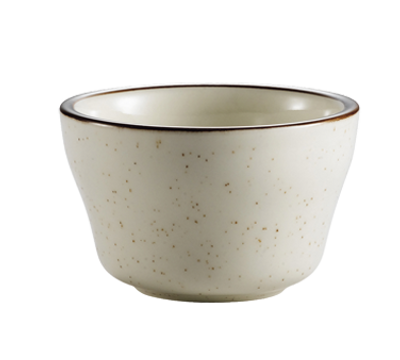 CAC China AZ-4 7.25 Oz. Brown Rim and Speckled Ceramic Round Arizona Bouillon Cup (3 Dozen Per Case)