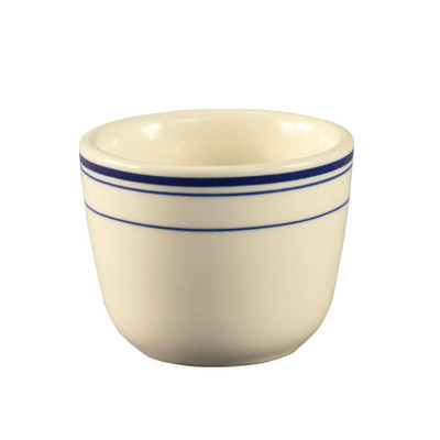 CAC China BLU-45 4.5 Oz. American White Ceramic Blue Line Chinese Style Tea Cup (3 Dozen Per Case)