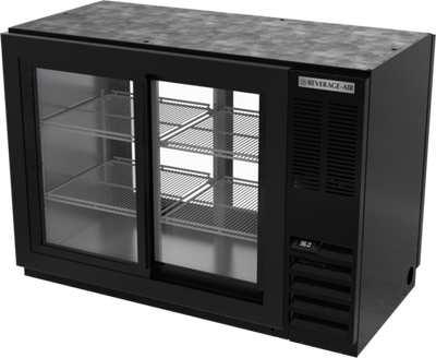 Beverage Air BB48HC-1-GS-F-PT-B 48&quot;W Two-Section Glass Door Refrigerated Pass-Thru Food Back Bar Storage Cabinet
