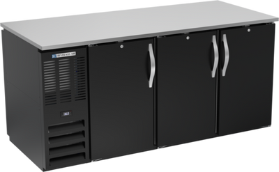 Beverage Air BB72HC-F-PT-B 72&quot; W Three-Section Solid Door Refrigerated Open Food Rated Back Bar Pass-Thru Storage Cabinet - 115 Volts
